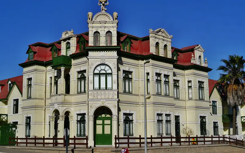The ornate Hohenzollern House, a colonial-era landmark in central Swakopmund