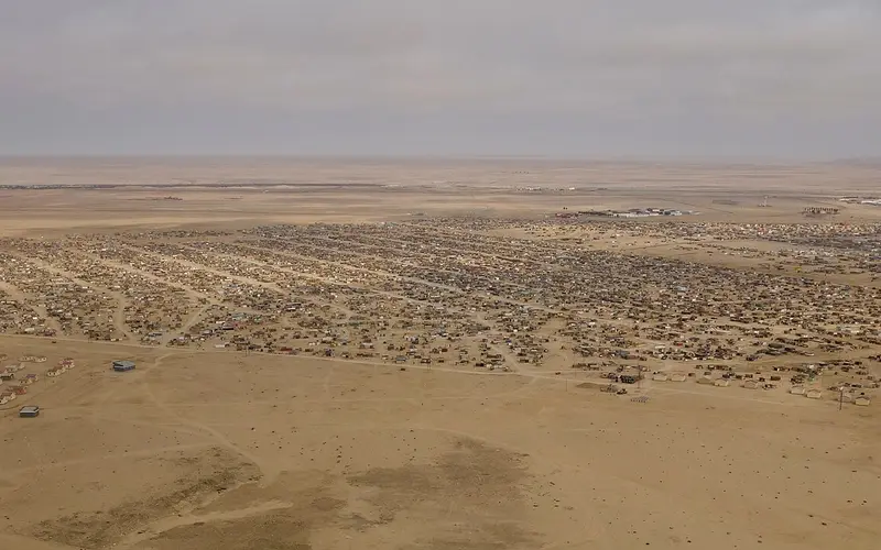 Aerial view of the townships on the edge of Swakopmund