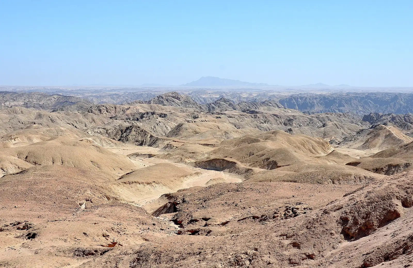 Eroded ridges and valleys of the Moon Landscape above the Swakop River east of Swakopmund
