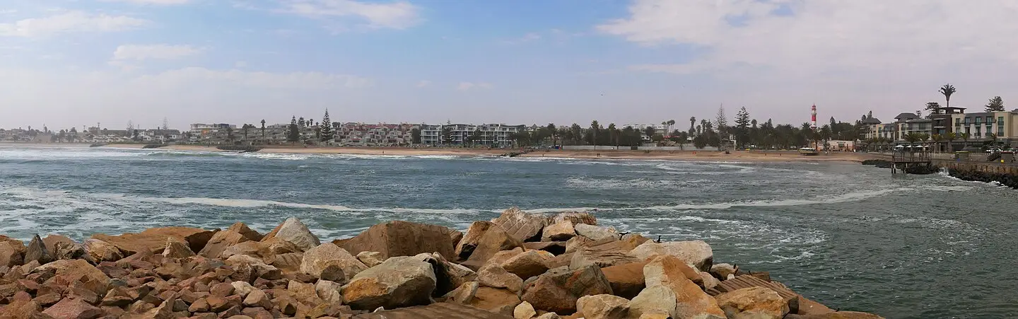Swakopmund's seafront seen from the rocks of the Mole