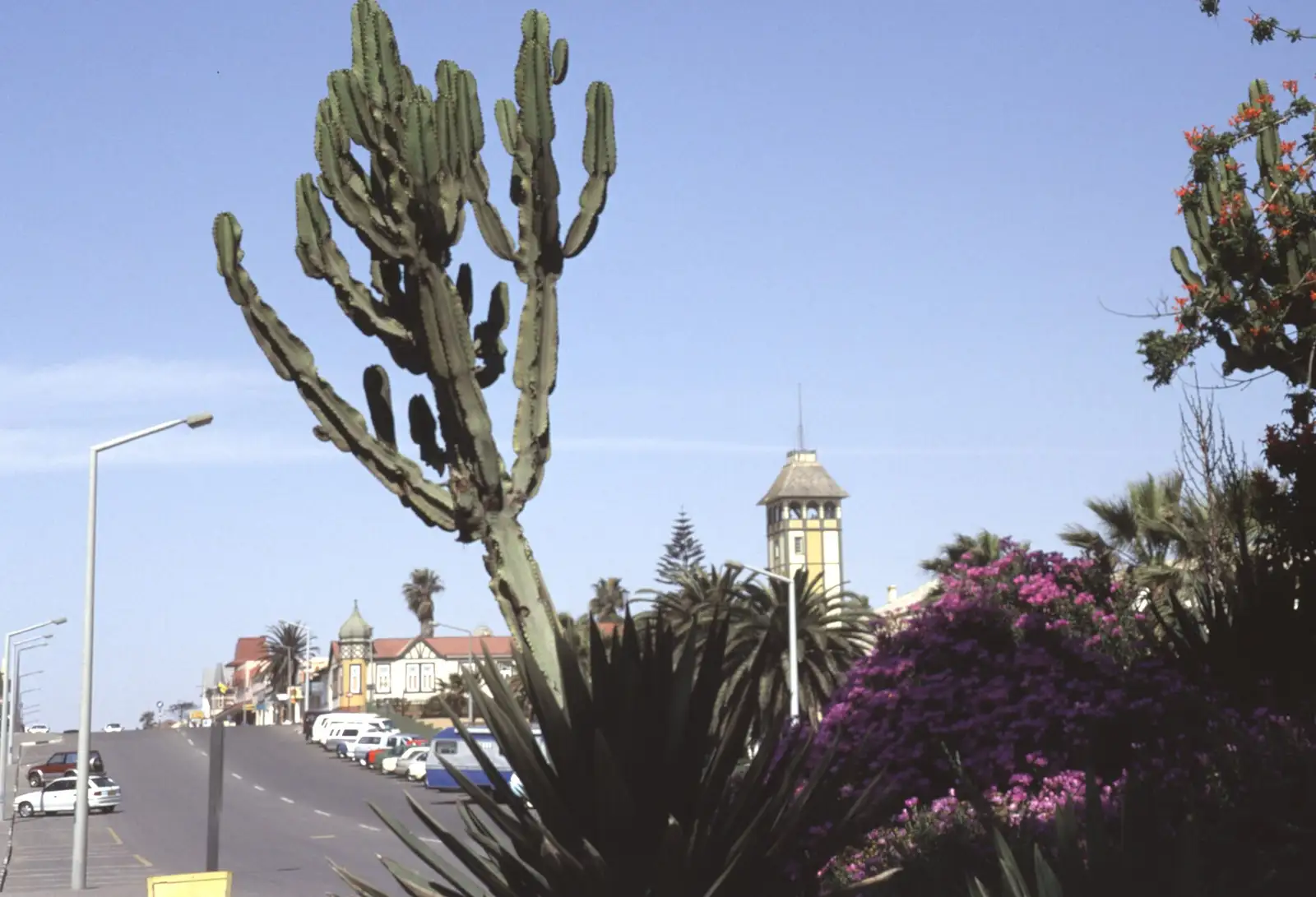 View along Swakopmund's seafront promenade with its gardens