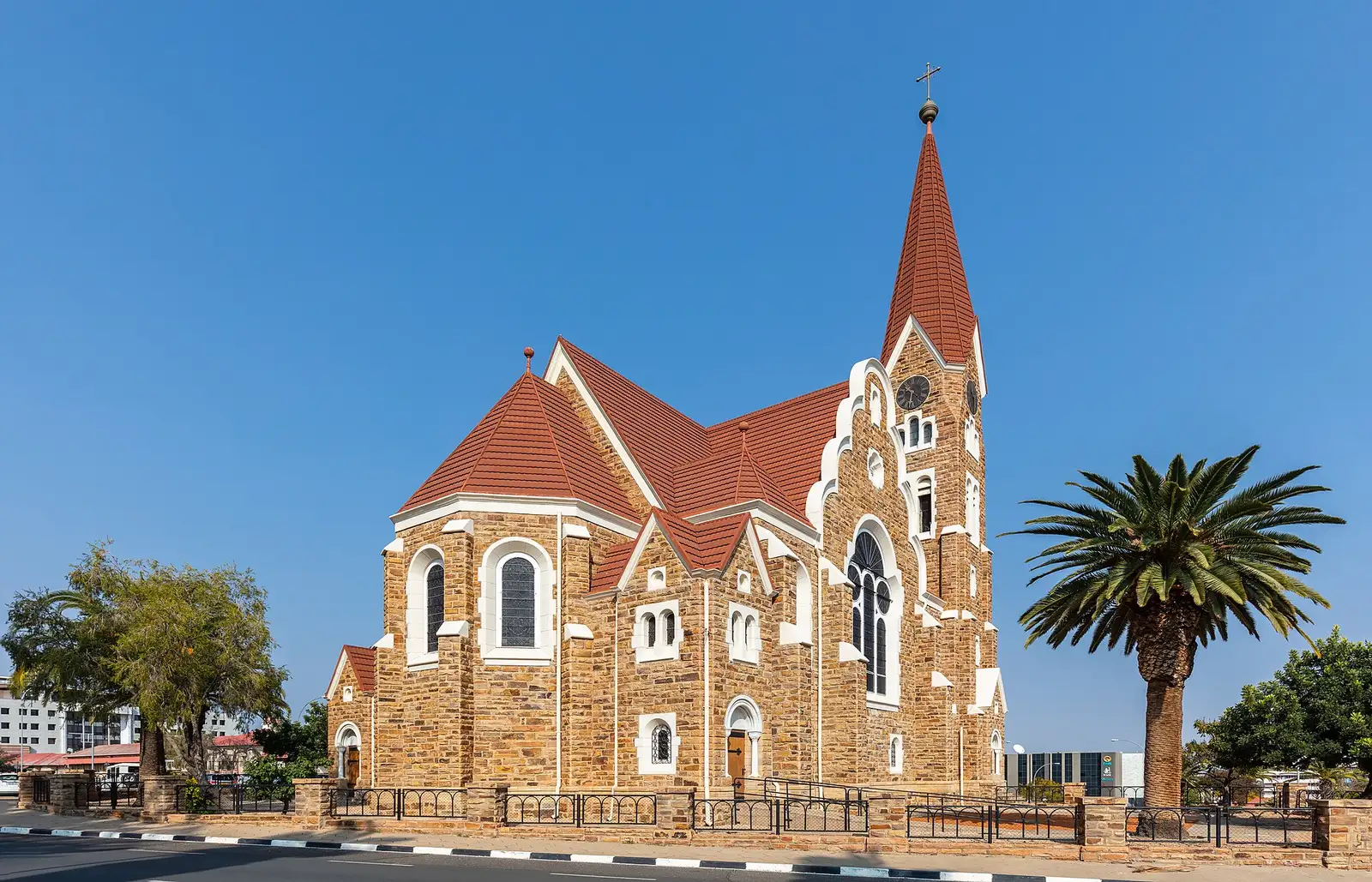 The Christuskirche, Windhoek's landmark Lutheran church, against a blue sky